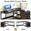 Bureau d'ordinateur en L 59 pouces avec tiroirs et tablettes de rangement (sans la chaise)