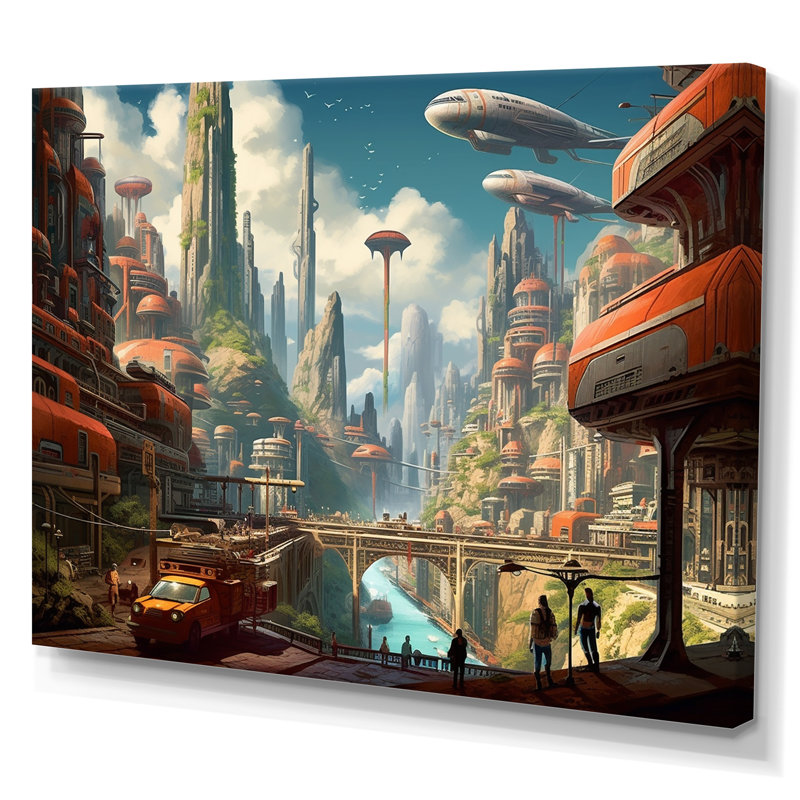 Art mural Sci Fi Odyssey City I - Sifi, Toile tendue, H 12 po x l 20 po x P 1 po