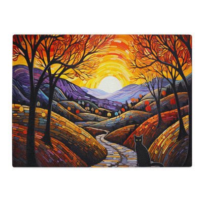 Cat Landscape Art No.2  Glass Chopping Board