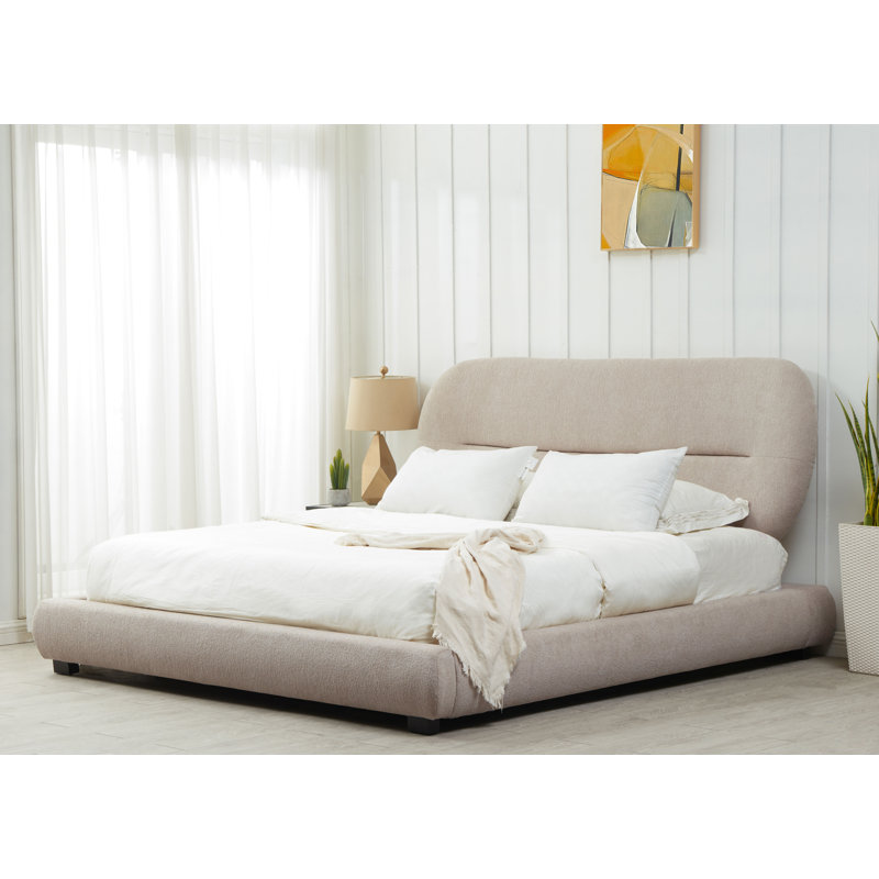 Armadi Upholstered Platform Bed, Oatmeal, Queen