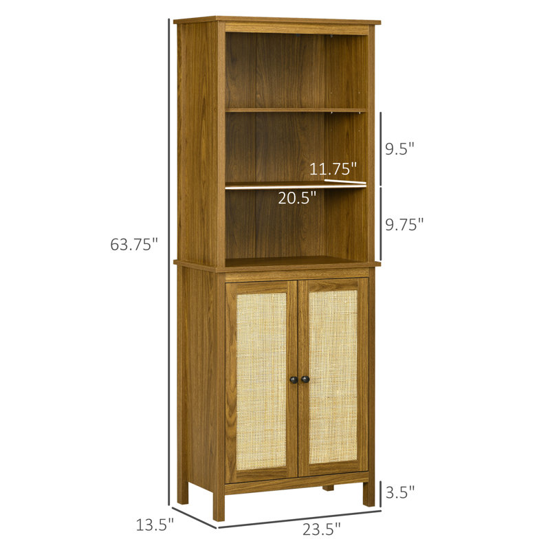 Bibliothèque avec armoire et tablettes ouvertes