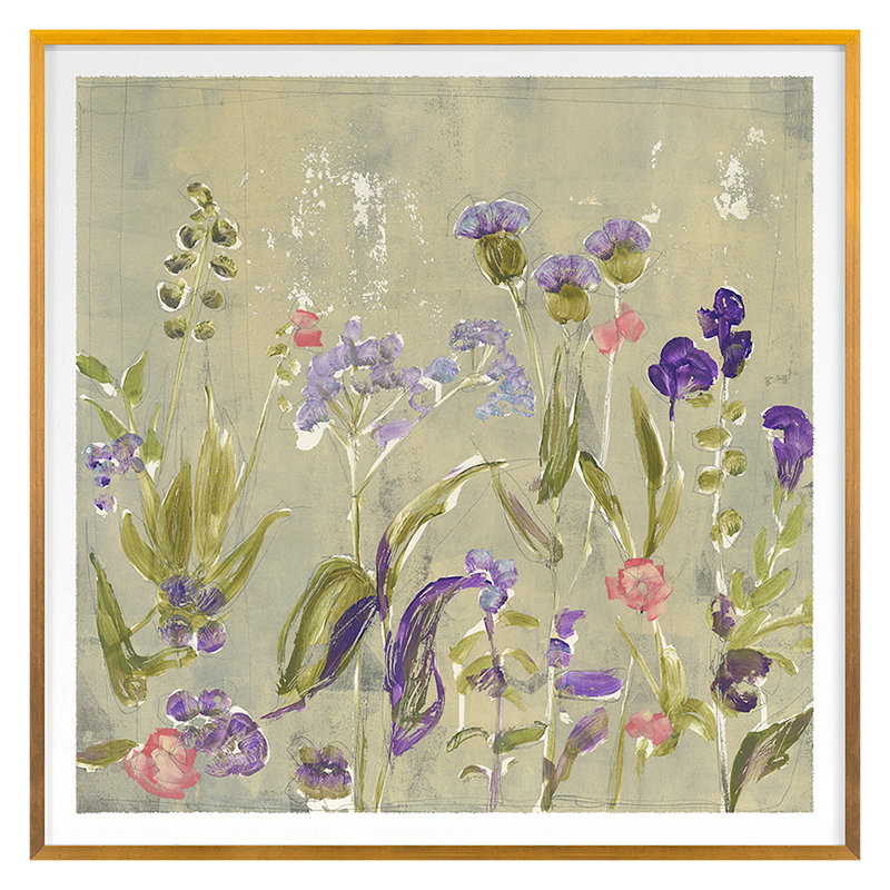 Floral Illustration 1 Print by Maeve Harris, Gold Framed, 25" H x 25" W
