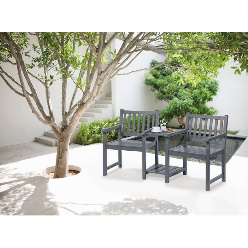 Launcest PU Painted Wooden Loveseat, Slate Grey