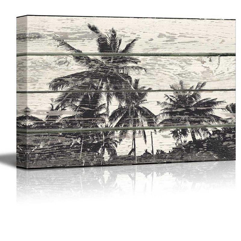 Impression sur bois de palmier tropical, H 12 po x l 18 po