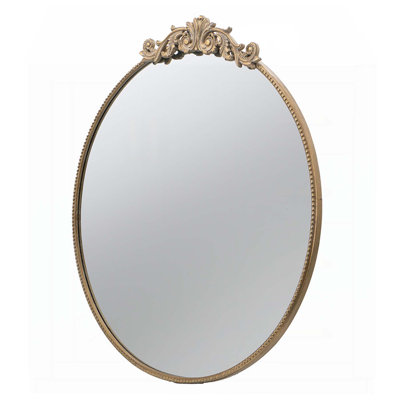 Miroir rond de conception classique avec cadre d'inspiration baroque pour la salle de bain et le vestibule, idéal pour les accents muraux