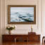 Icebergs glaciaires aux veines dorées dans une eau sombre - Tableau sur toile-951582580
