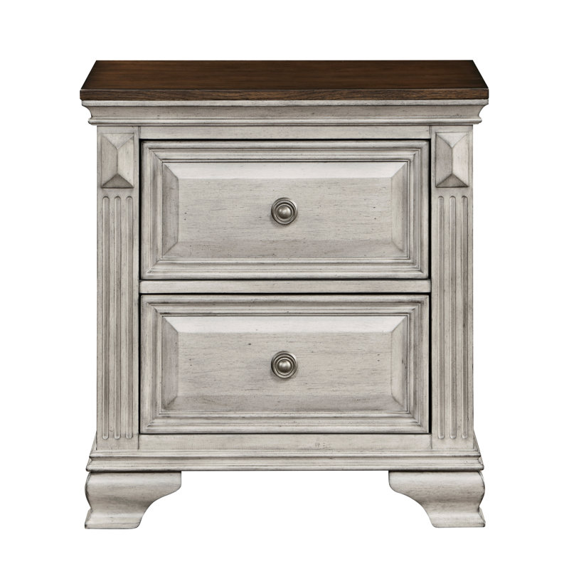 Table de chevet 2 pour chambre à coucher - gris et brun deux tons, élégance en bois dans une élégance deux tons, fabrication en bois