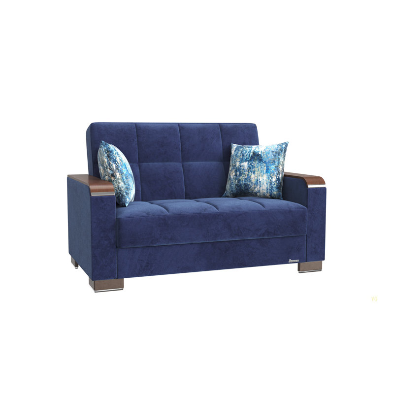Causeuse rembourrée en bois avec rangement Collection, Bleu