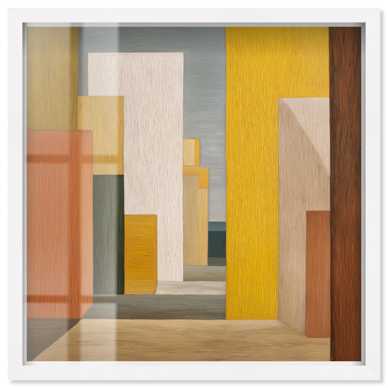 «Earthen Pillars Boho», reproduction d'art abstrait par Art Remedy, H 13 po x l 13 po, Blanc