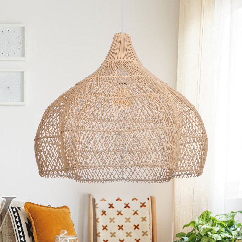 Aquera 1 - Light Natural Geometric Pendant, 19.68" H x 23.6" W x 23.6" D
