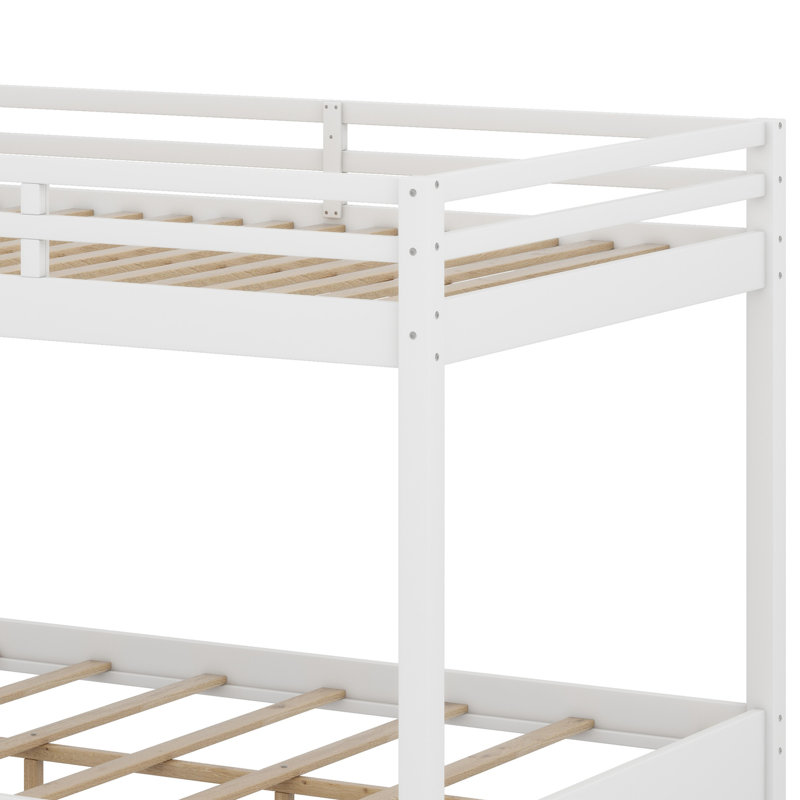 Lit superposé en bois avec échelle, Blanc