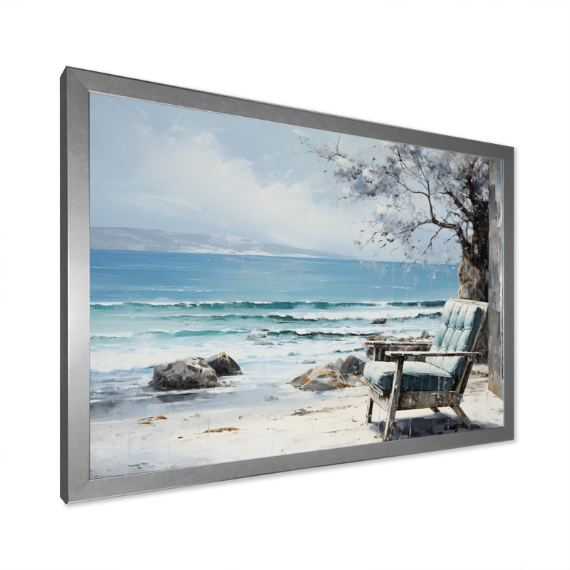 Coastalwindows Windows to the III - Imprimé, Cadre simple argenté, H 34 po x l 44 po x P 1,5 po
