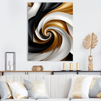 Abstrait spirale abstraite liquide or noir et double spirale abstraite