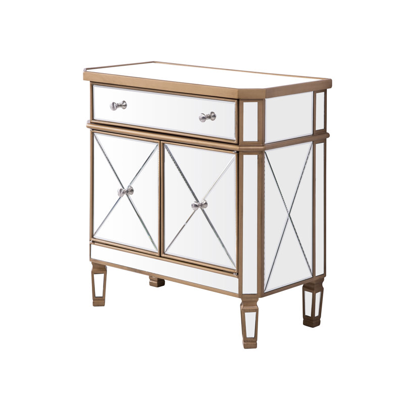 Armoire d'appoint à miroir 2 portes H 32 po x l 32 po Acantha, Doré