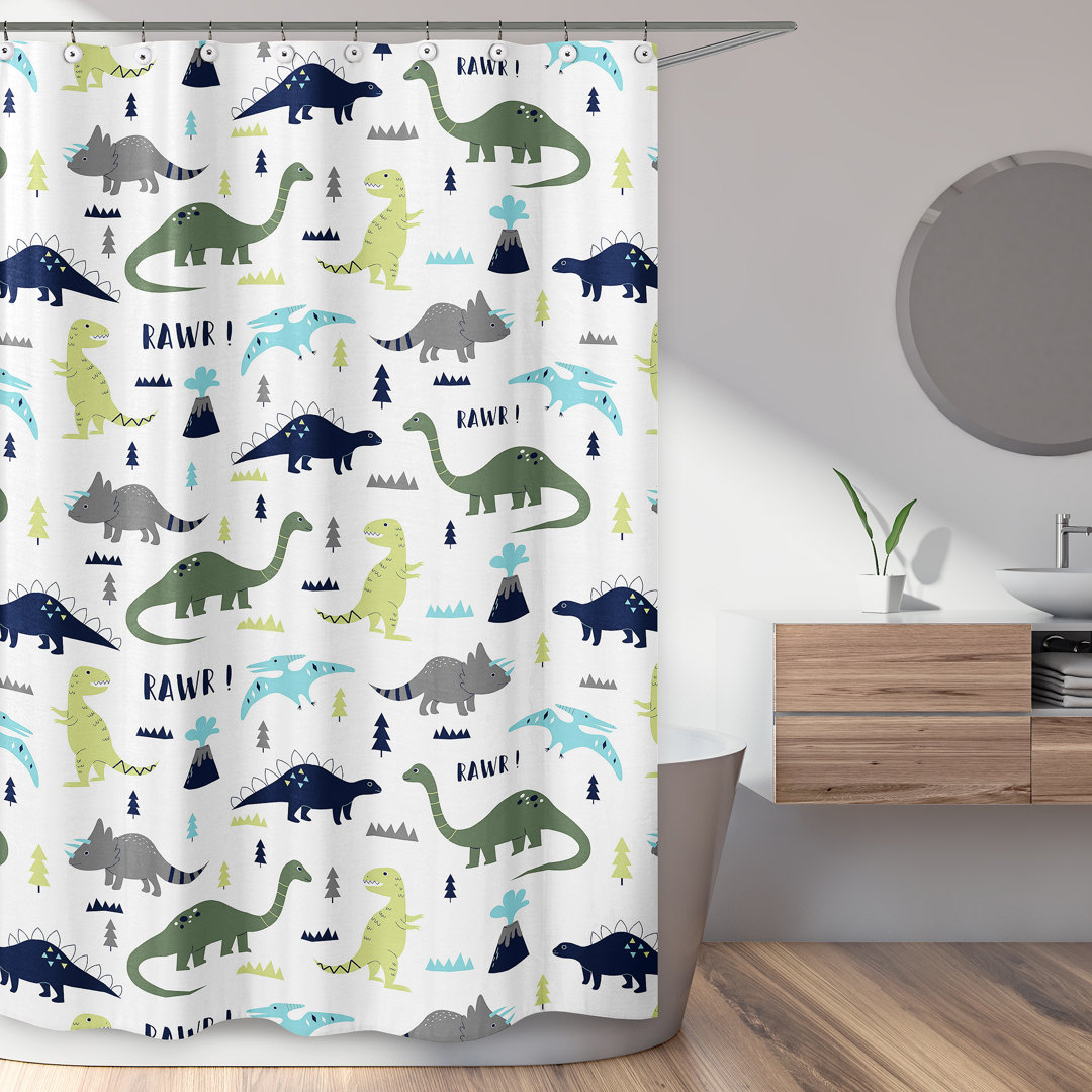Mod Dinosaur Single Shower Curtain Sweet Jojo Designs