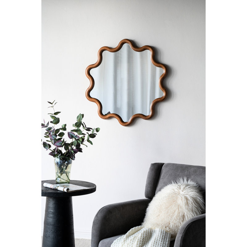 Miroir décoratif 30,28 "x 30,85" avec cadre en bois exceptionnel, salon, chambre à coucher et hall d'entrée