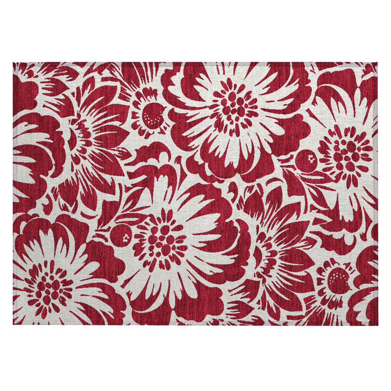 Tapis extérieur lavable antidérapant 2 pi x 3 pi bourgogne et blanc
