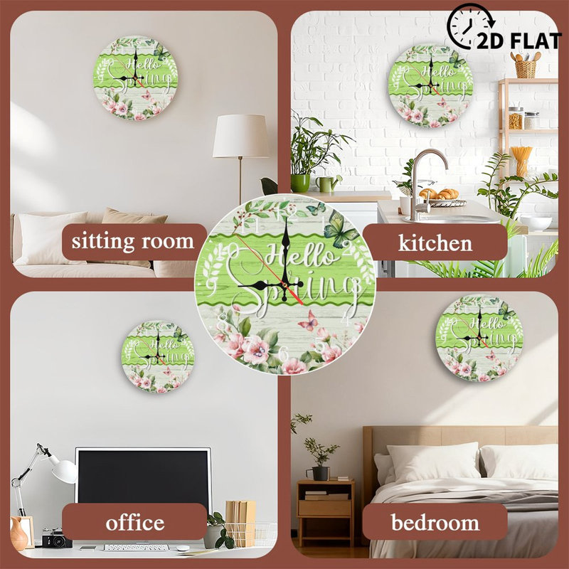 Horloge murale en bois 10 po, mouvement silencieux, à piles (piles AA non incluses), décor artistique, parfait pour les décorations