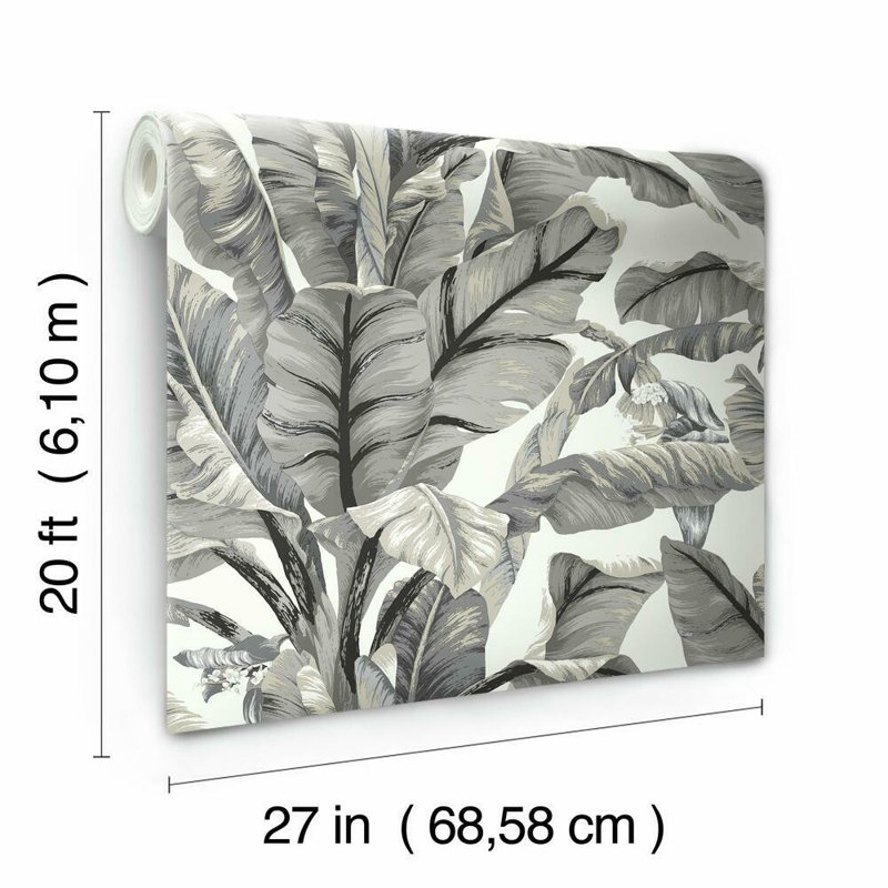 Rouleau de papier peint adhésif L 20 pi x l 27 po Woodway, Blanc / Noir
