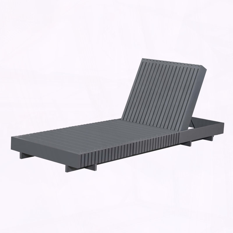 Chaise longue moderne en bois d'acacia blanc avec dossier à 6 positions, White