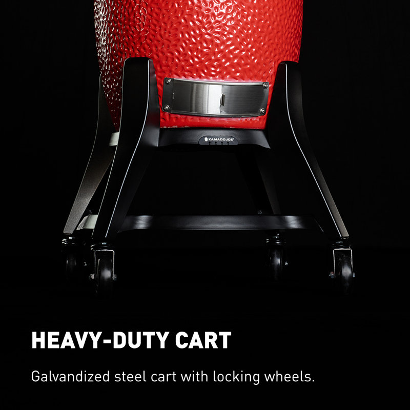 Kamado Joe BigJoe III 24-inch Charcoal Grill in Red