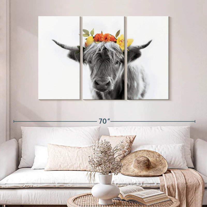 Brampt Pop Flower Crown Cow, 28" H x 45" W