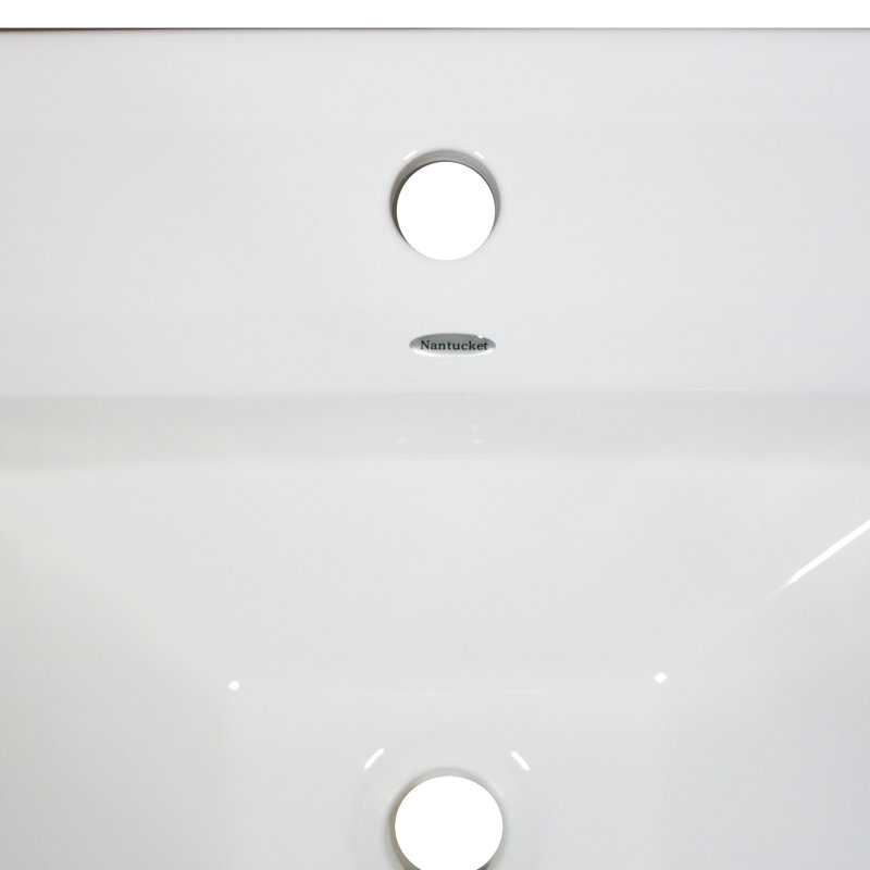Nantucket Sinks 23 Inch Rectangular Drop-In Ceramic Vanity Sink, Single Hole Faucet