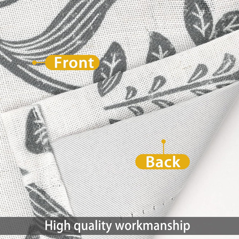Ivory Gray Floral Linen Blend Blackout Valance