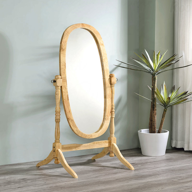59.25" Tall Cherry Finish Wooden Standing Floor Accent Mirror, 59.25" x 23", Walnut