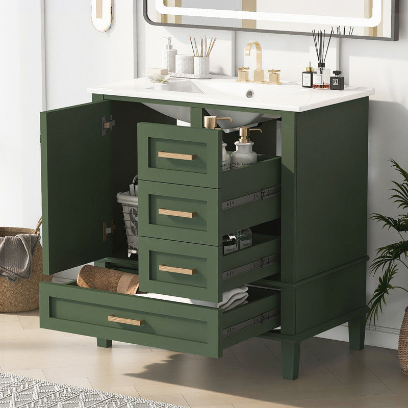 Ensemble d'armoire de salle de bain avec lavabo, Vert