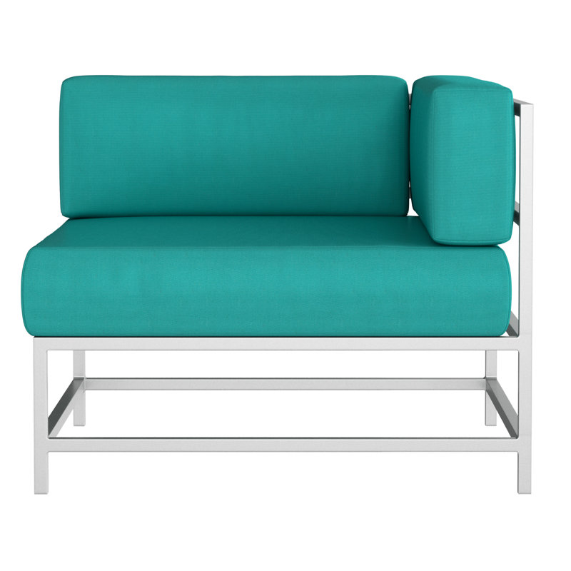 Delano Outdoor Corner Wedge Lounge Chair, Canvas Aruba, Kessler Silver