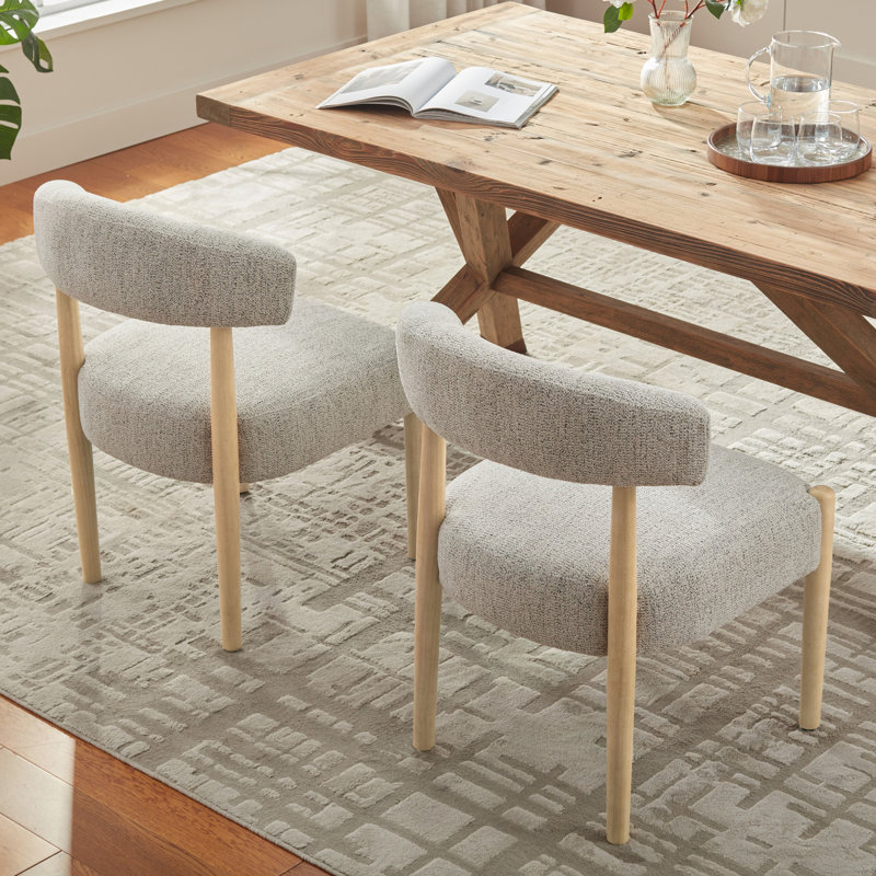 Upholstered Side Dining Chair (Set Of 2), Beige/Brown