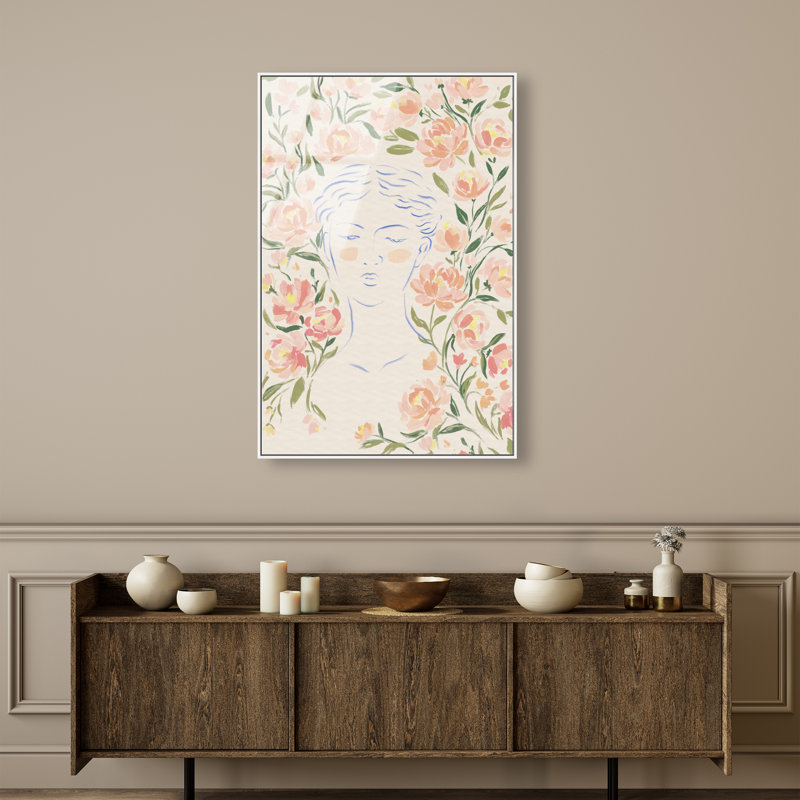 Artemis And Flowers Print by Oliver Gal, 16"H x 11"W, White Floater Frame