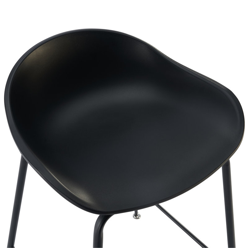 Graeme Set of 2 Bar Stools - 28" Seat Height Molded Plastic Stools with Metal Legs - Counter Height Indoor/Outdoor Stools