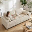 Canapé 86 po 3 places, canapé en velours côtelé avec coussin à ressorts, beige