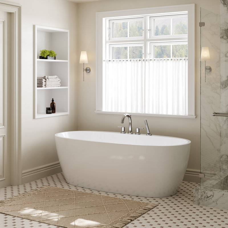 67" x 31" Freestanding Soaking Acrylic Bathtub
