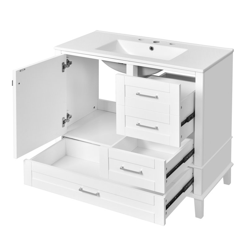 Armoire de salle de bain 36 po en blanc intemporel - Construction pour une utilisation à long terme