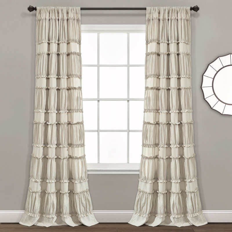 Paire de rideaux semi-transparents avec passe-tringle , L 42 po x L 84 po, Beige