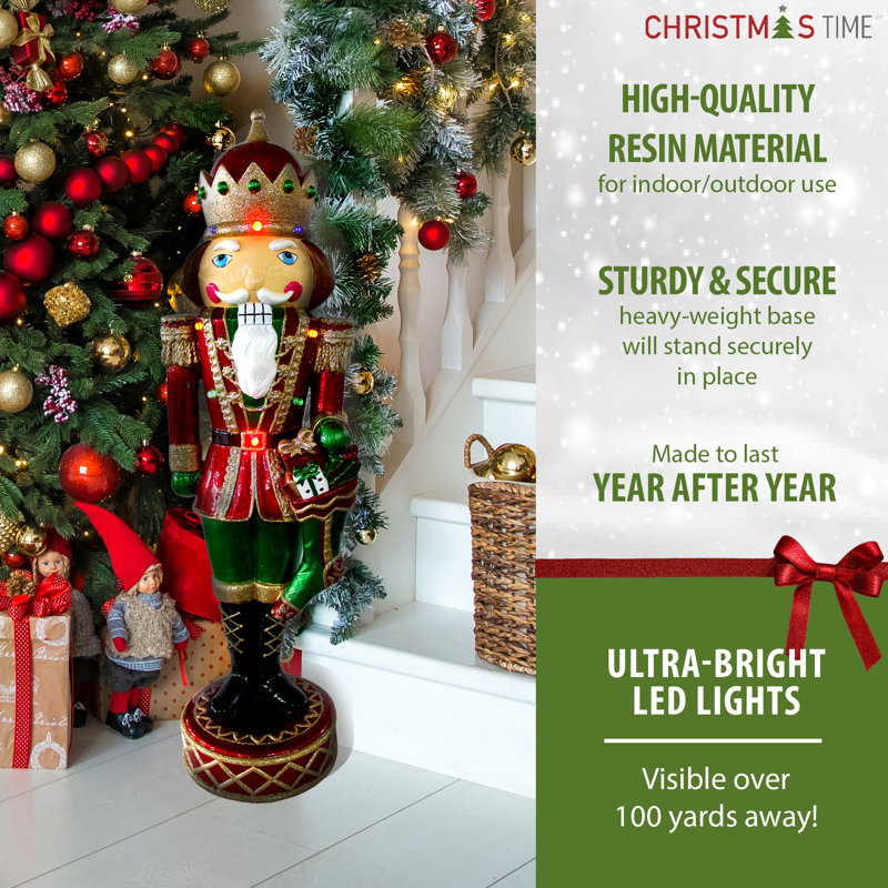 22" Red and Green LED Musical Nutcracker Figurine