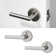 Stark Privacy Door Lever with Push Button and Round Rosette