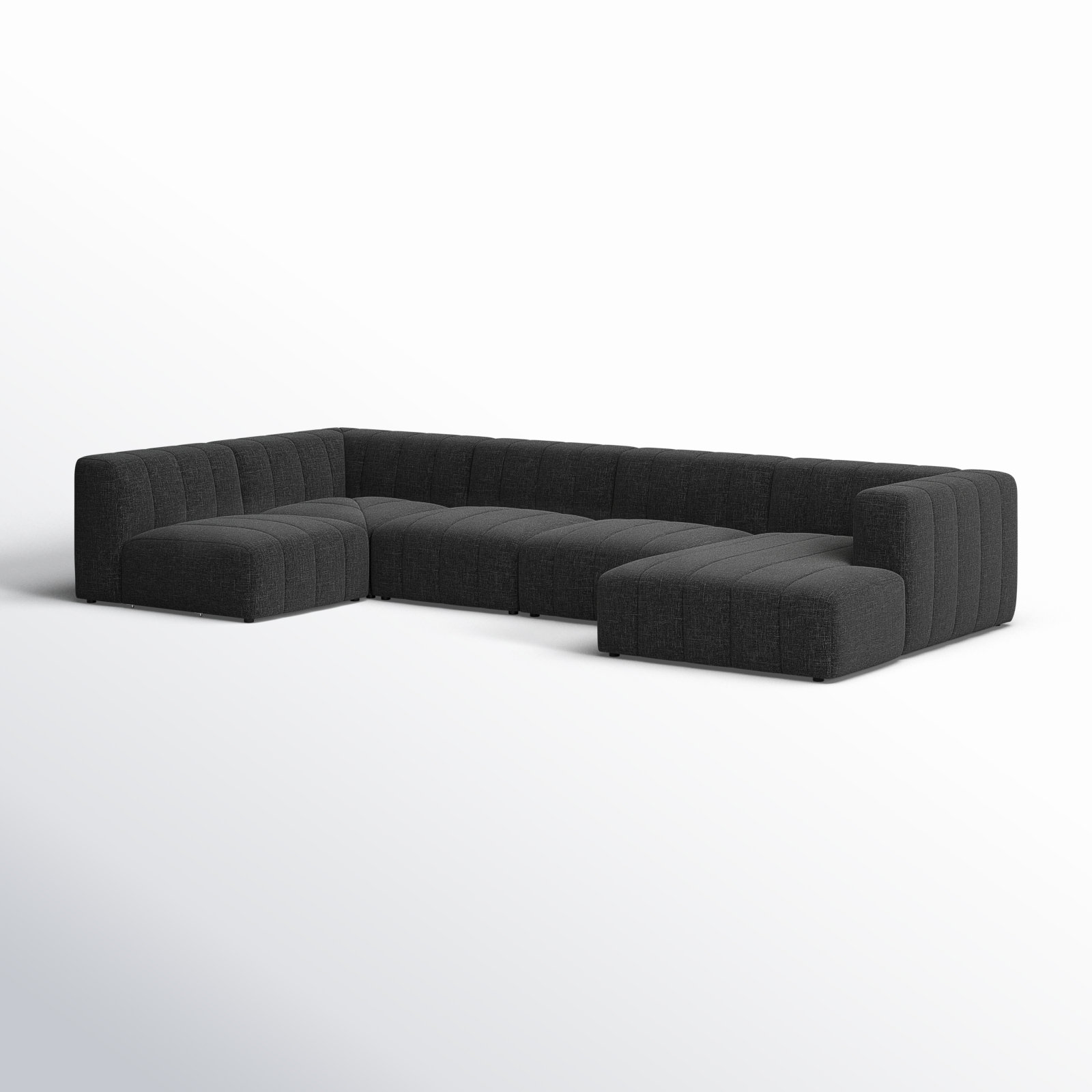 Bowry Modular Sectional, Right Hand Facing, Saxon Charcoal Polyester Blend