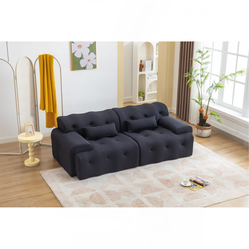 Boneless Large Size 2 Seater Sofa, Dark Gray Fabric