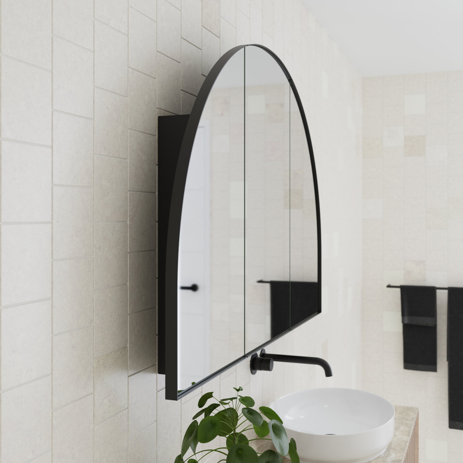 Aria Recessed Medicine Cabinet, Black