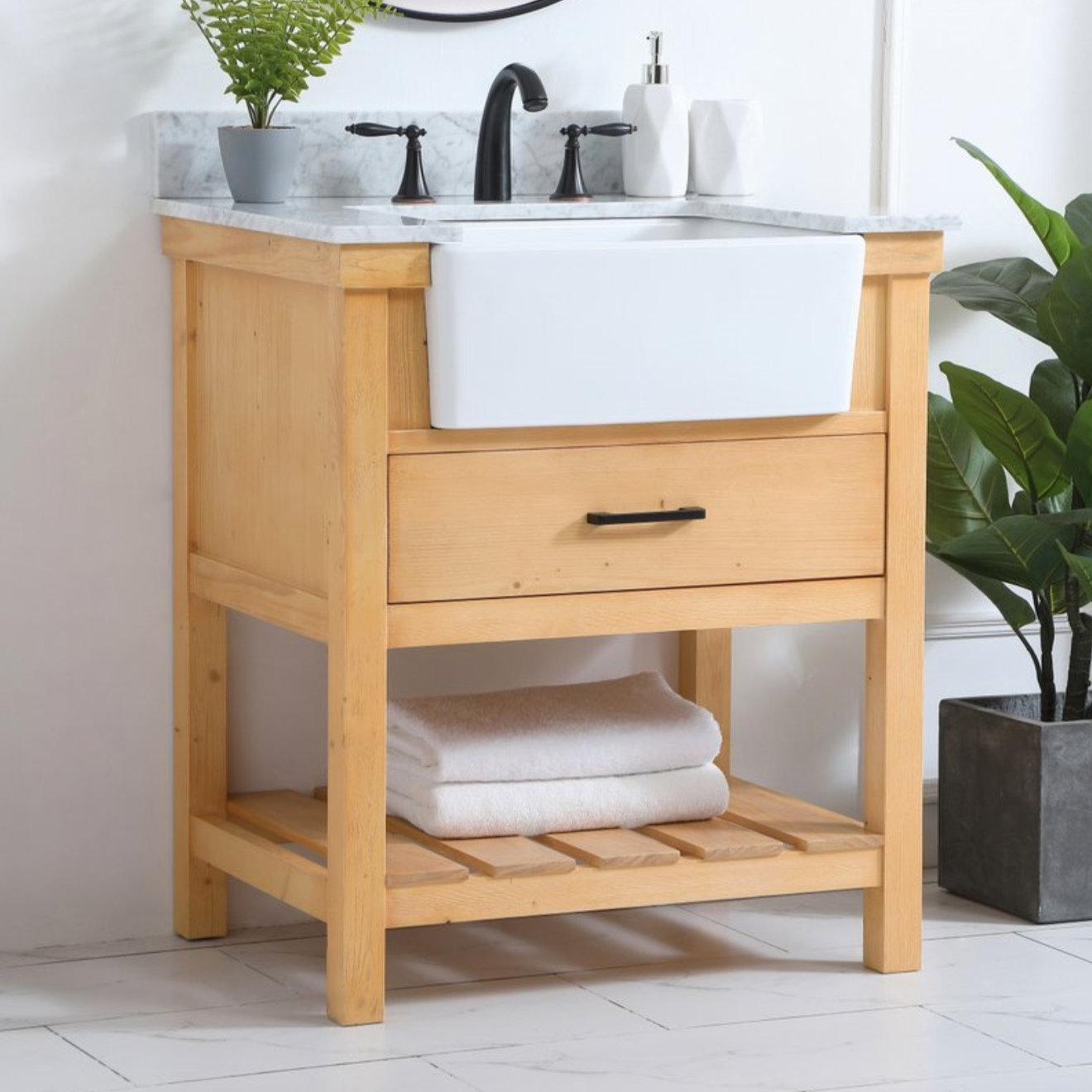 Pelaghia 30'' Single Bathroom Vanity, Natural Wood