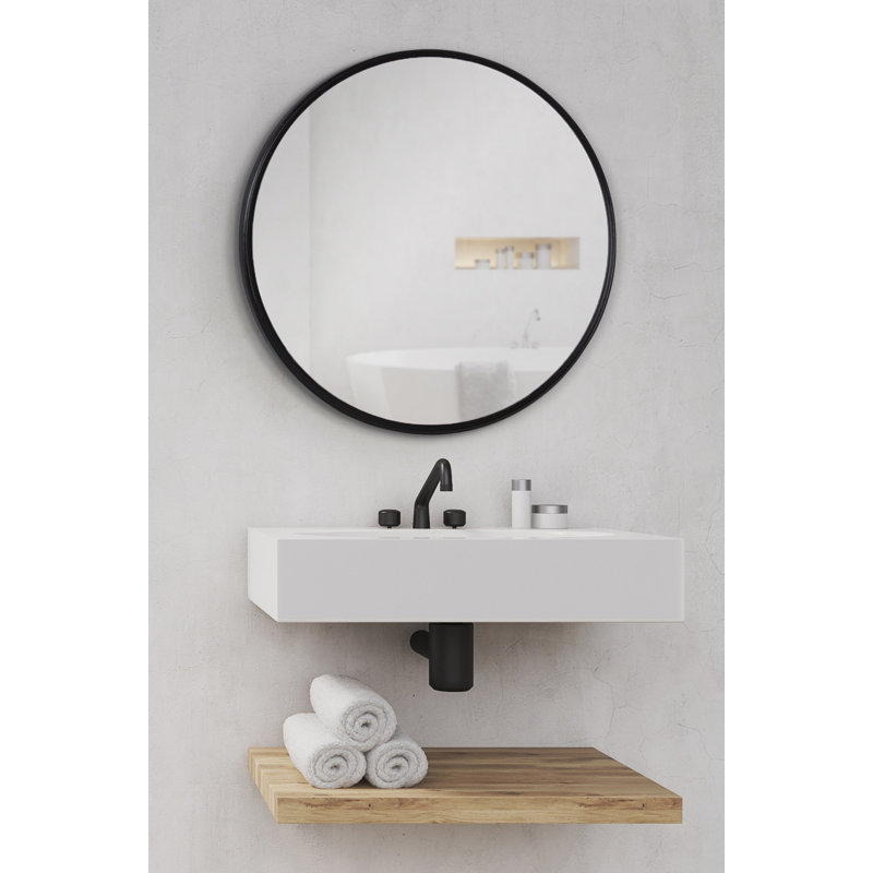 Minuet Engineered Wood Flat Mirror, 24" x 24", Black