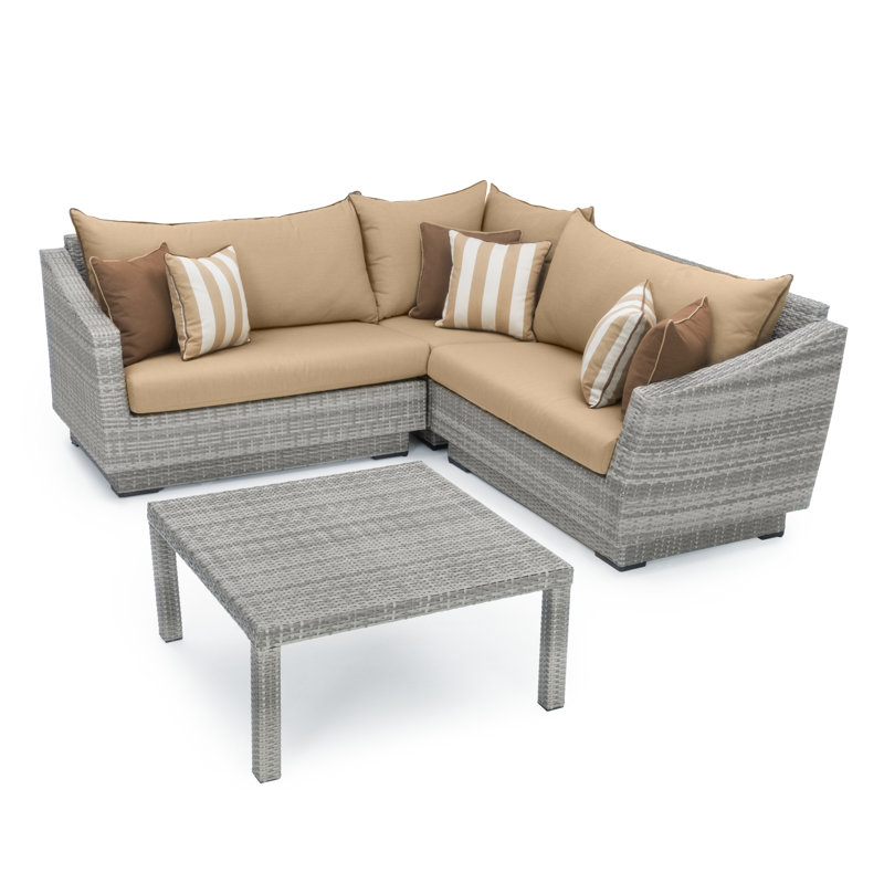Cannes Outdoor 4 - Piece Conversation Set, Canvas Heather Beige Sunbrella® Canvas