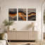 Ensemble de 3 toiles murales ondulées à texture craquelée, anthracite et orange-2500776