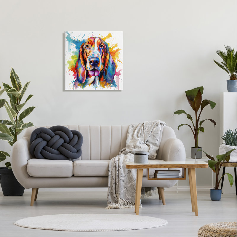 Hound Dog Vibrant Splash par Marybeth Cunningham, H 24 po x l 24 po x P 1,5 po