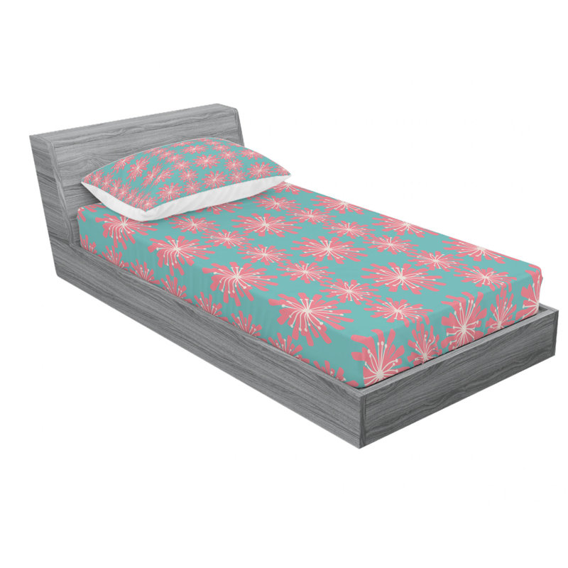 Microfiber Floral Sheet Set, Twin XL Sheet Set with Fitted Sheet