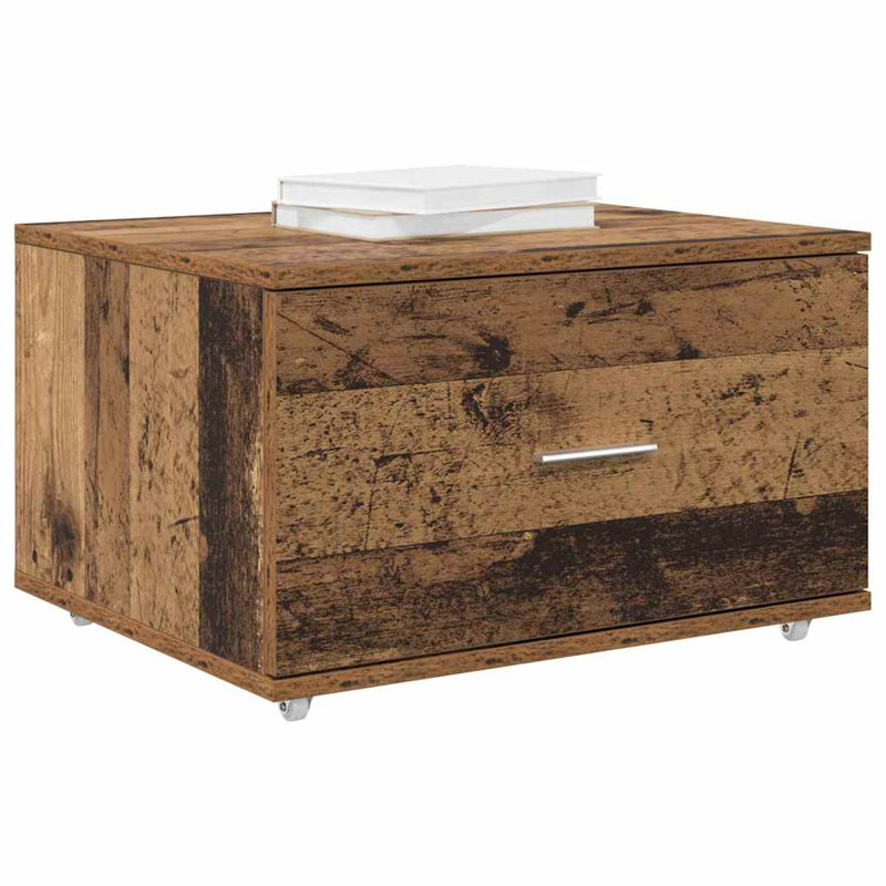 Drawer Cabinet with Wheel Storage Modern Furniture Solution Rectangular, Brown